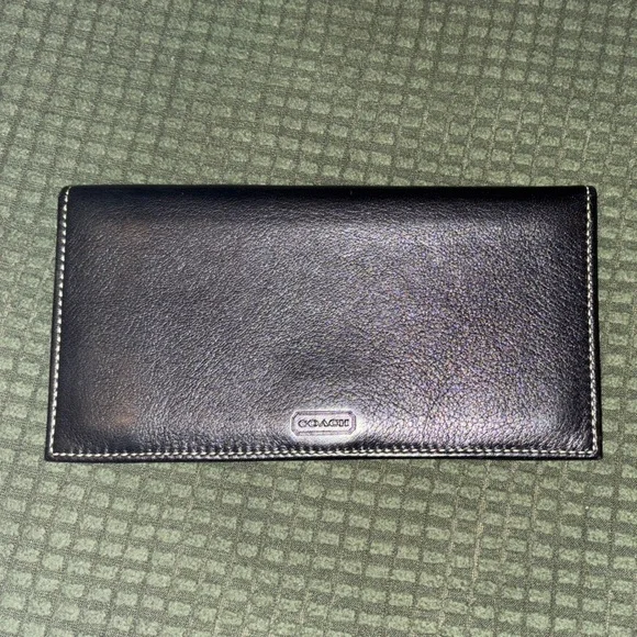 Coach Black Leather Checkbook Cover - Picture 1 of 5